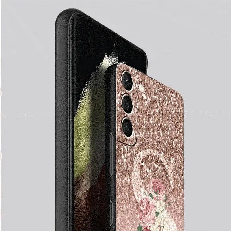 Etui Letter Pink Shiny M R do Samsung Galaxy S24 S23 S22 Ultra S20 FE S21 S10 Note 20 10 Plus Pokrowiec na telefon — zdjęcie 5