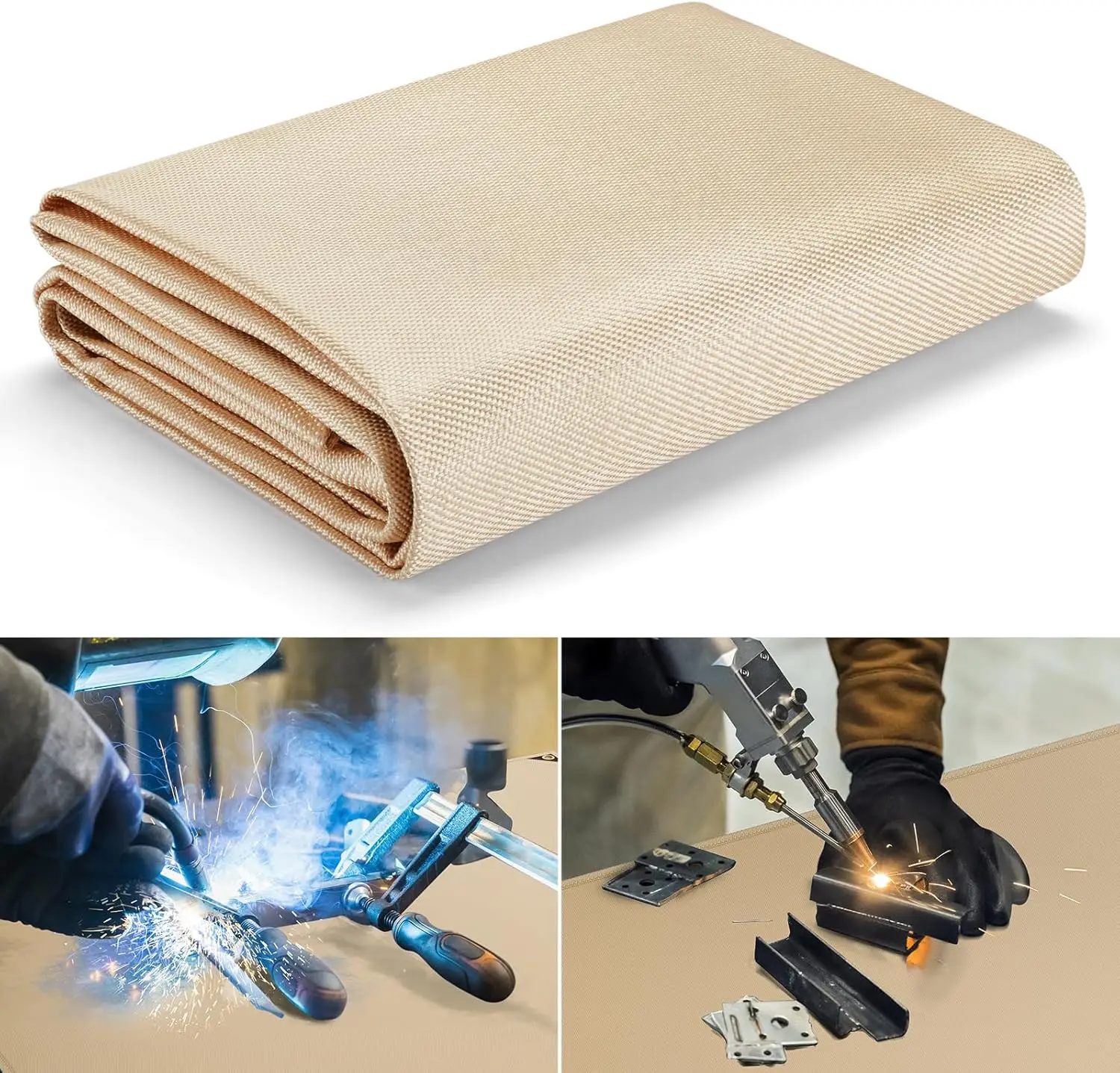 

Heavy Duty Fiberglass Welding Blanket with Brass Grommets, Heat Resistant Mat for Professional Use (8x12 ft)