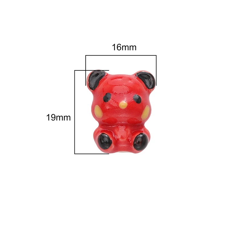 1 Stück handgefertigte Bärenperlen im Cartoon-Design, modische Keramik-Abstandshalterperlen für die Herstellung von DIY-Armbändern und Halsketten – Detail 2