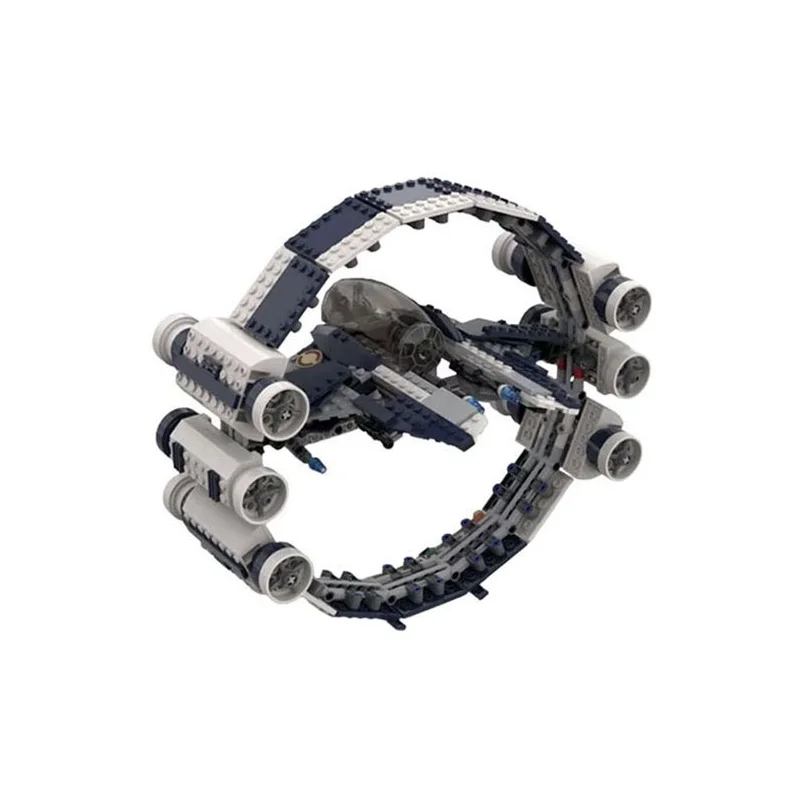 宇宙戦闘機ブースターリングビルディングブロック宇宙船モデルキット、高度な対空機 DIY セット大人の SF ギフト用