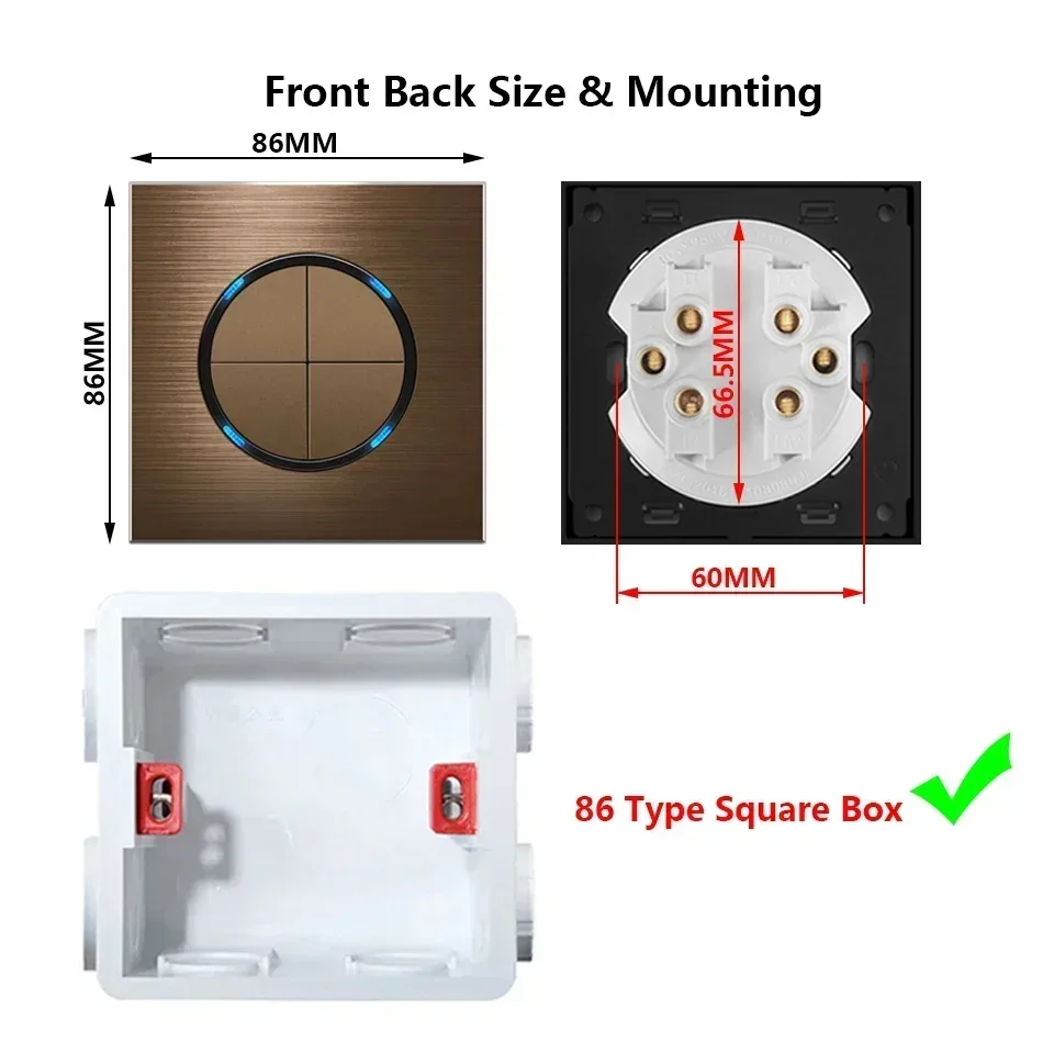 High quality coffee color universal Retro Eu FR 220V wall light switch,Reset button switch electrical socket with LED indicator - Image 4