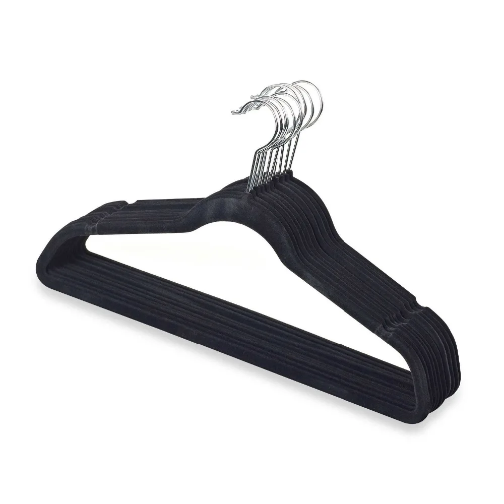 

Black Velvet Hangers, Flocked Hangers - Space Saving, Non-slip Padded with Notched Shoulders (24pcs/Lot)