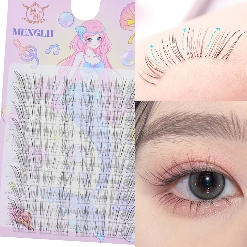 Baby Fox Eye Eyelashes Wispy Lash Clusters Natural Soft Fluffy False Eyelashes Reusable Manga Eye Lashes for Daily Makeup