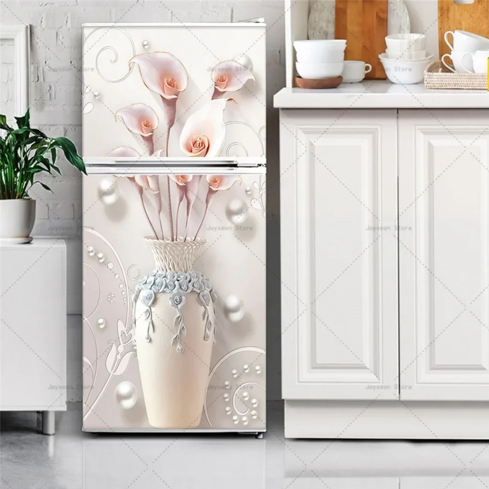 3D Fridge Sticker Customizable Size Scenery Poster Vinyl PVC Waterproof Home Decoration Kitchen Refrigerator Mural Sticker