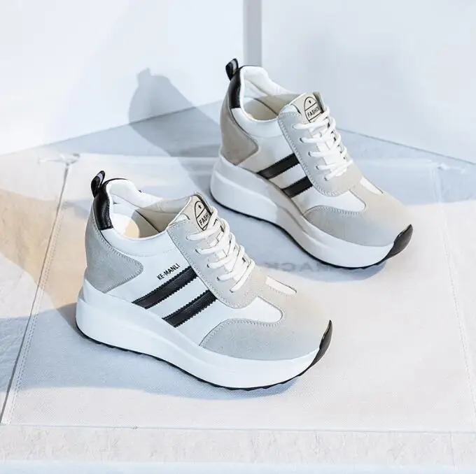 

2026 Fashion 10CM Platform Wedge Sneakers Chunky Shoes Genuine Leather for Women Summer Shoes Spring Autumn Walking Sneakers