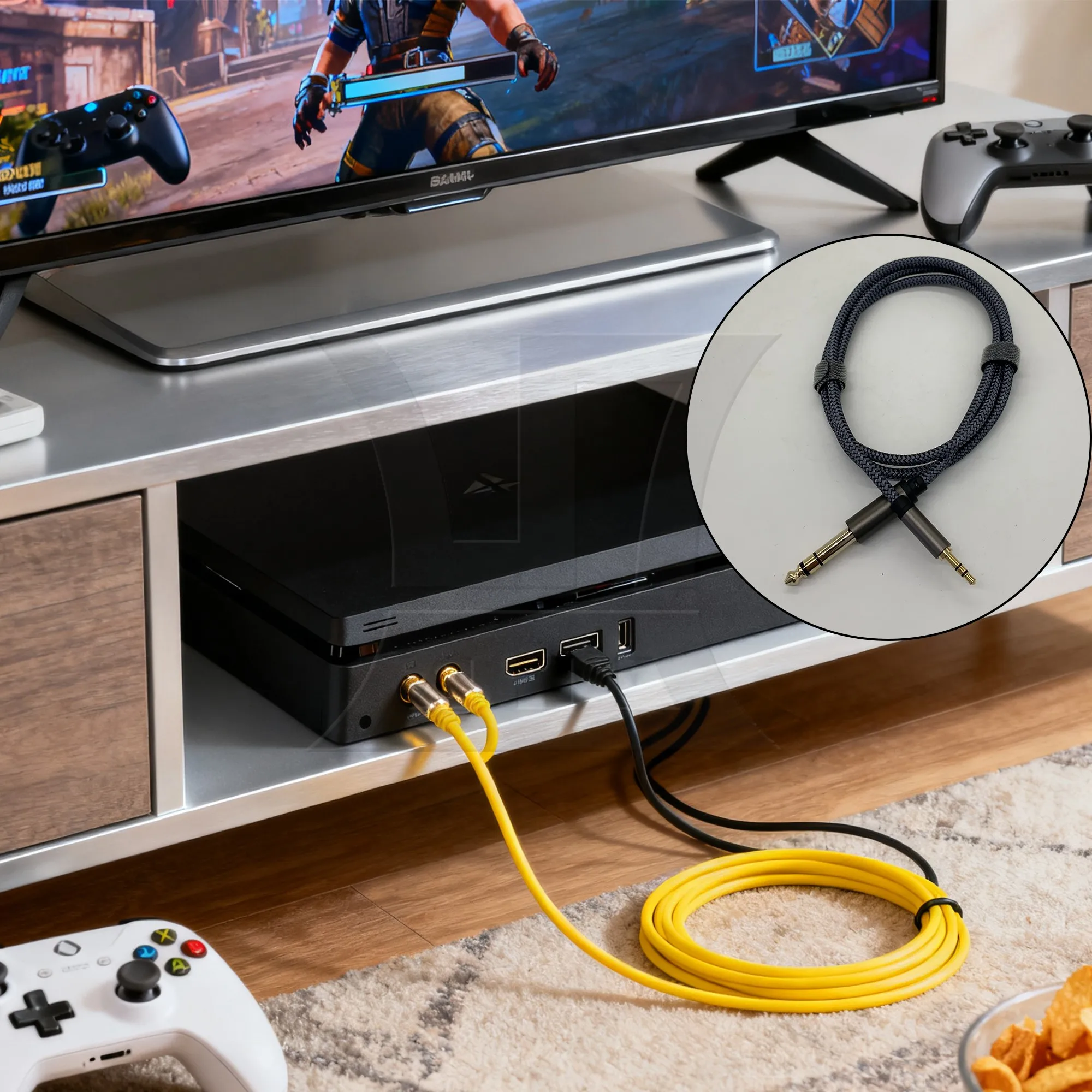 Yibuy 1 قطعة 3.5 ملم ذكر إلى 6.35 ملم كابل صوت ذكر متوافق مع فضي رمادي 1 متر للكمبيوتر التلفزيوني #4