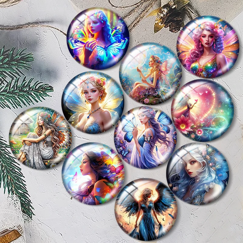 

Fairy Girl 12/18/20/25mm glass cabochon bracelet pendant rings for jewelry demo earrings back Making findings