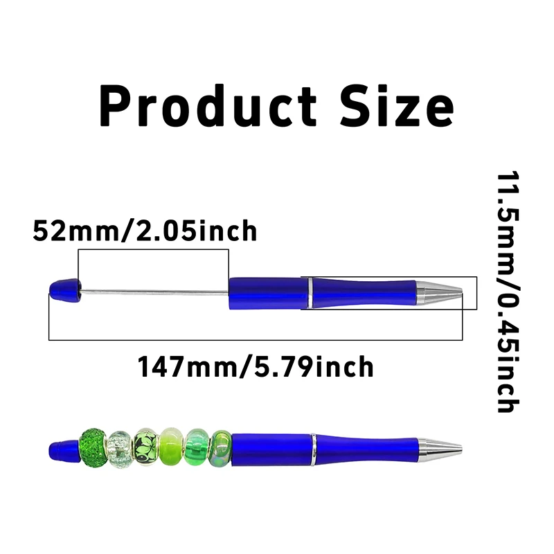 25 Pcs Plastic Beadable Pen Beaded Black Ink Ballpoint Pens for Kids Students Presents