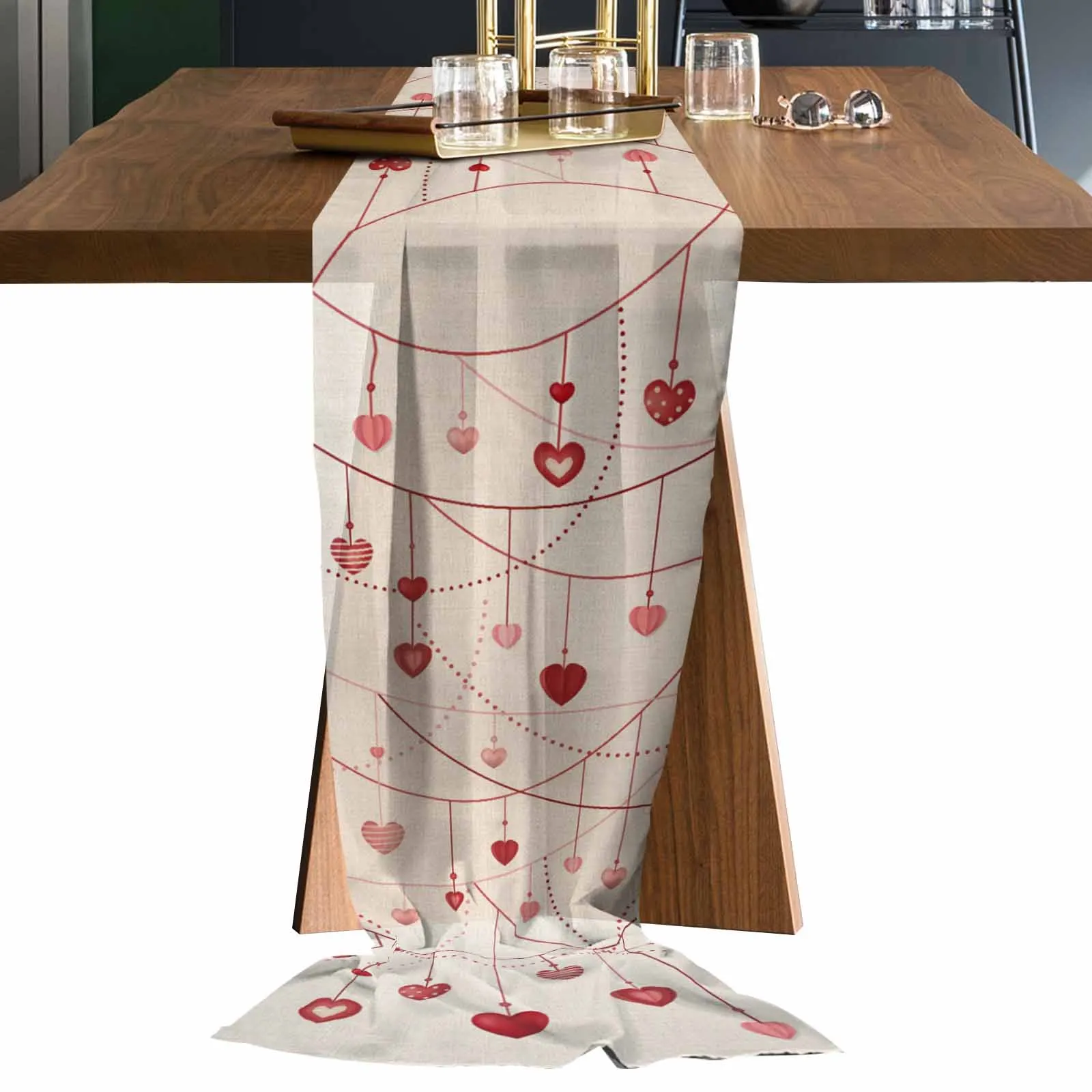 Valentine'S Day Love Tulle Table Runner Wedding Decor Chiffon Table Runner Holiday Dinner Table Decoration