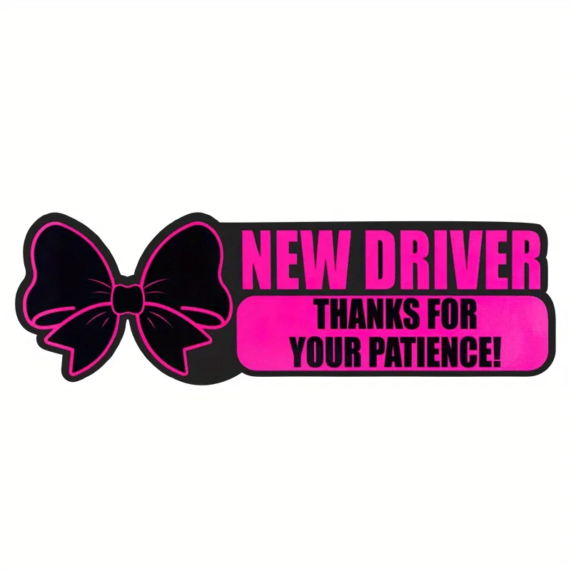 2pcs 2D Flat Bow New Driver Vinyl Sticker, Waterproof UV Resistant Decal for Car Safety Decor, Holiday Gift