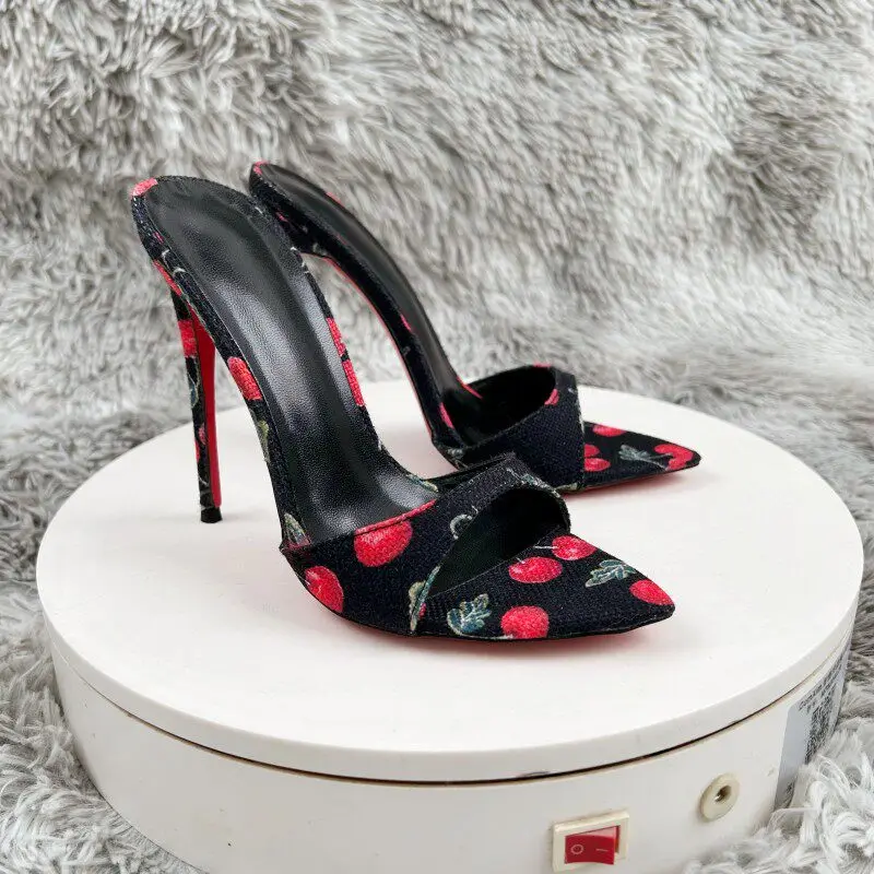 

2026 New Red Soled High Heels Women's Slim Heels Pointed toe Sandals Women's Outerwear Sexy Temperament Socialite Style Slippers