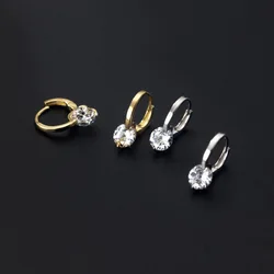 Fashion Gold/Silver Color Round Drill Ear Buckle Hoop Earrings for Women Cartilage Earring Piercing Jewelry Gift