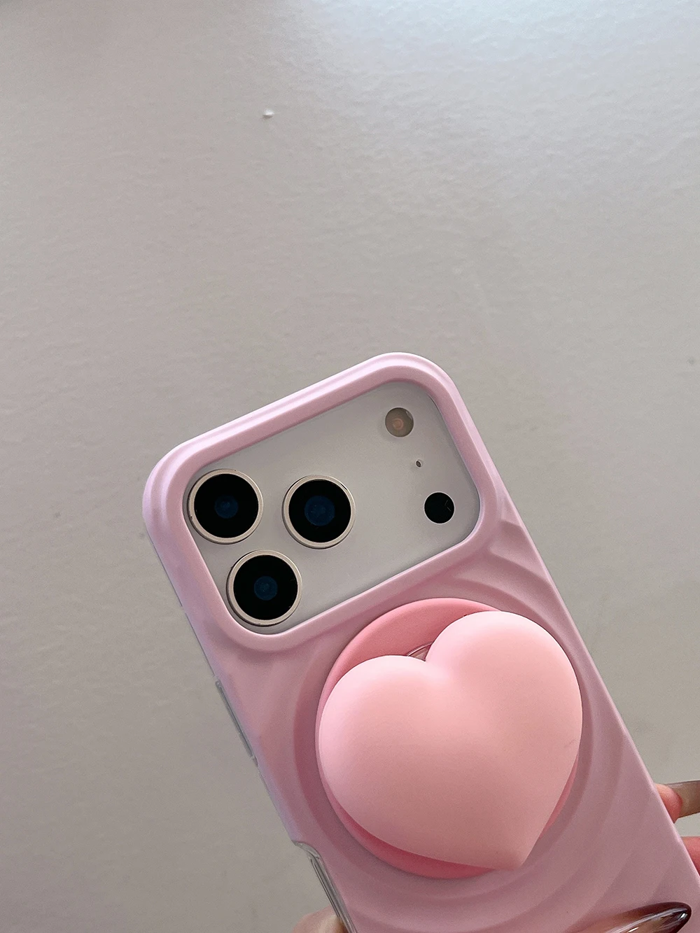 2 IN 1 Pink Heart Ripple For MagSafe Phone Case for iPhone 17 ProMax 16 15 14 13 Magnetic Wireless Charging Anti-fall Cover - Image 6