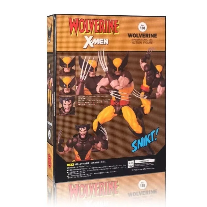 Mafex 138 Wolverine Brown Comic X-Men Action Figure, Figurine Anime Shf, KO Model, Butter Customized Gift, New Ct Toys