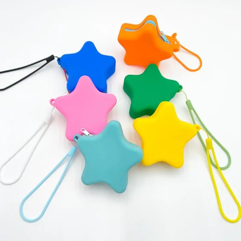 Creative Silicone Coin Purse Portable Zipper Cosmetic Bag Starfish Shape Earphone Bag Women Girls Multifunction Storage Bag