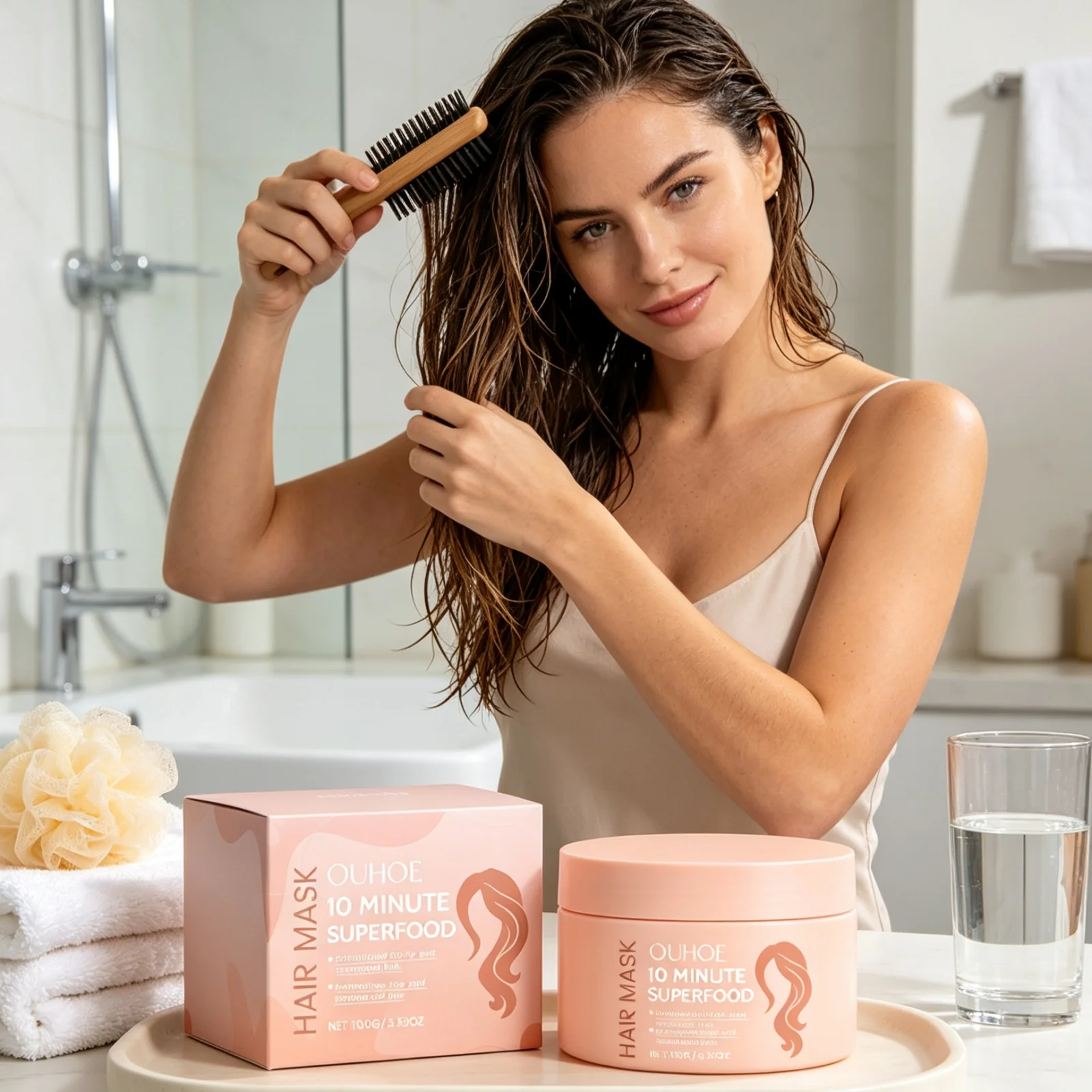 OUHOE Nourish Hair Mask Long Lasting Moisture Reduce Split Ends Oil Control Improve Hair Texture Boost Radiance Hair Care Mask