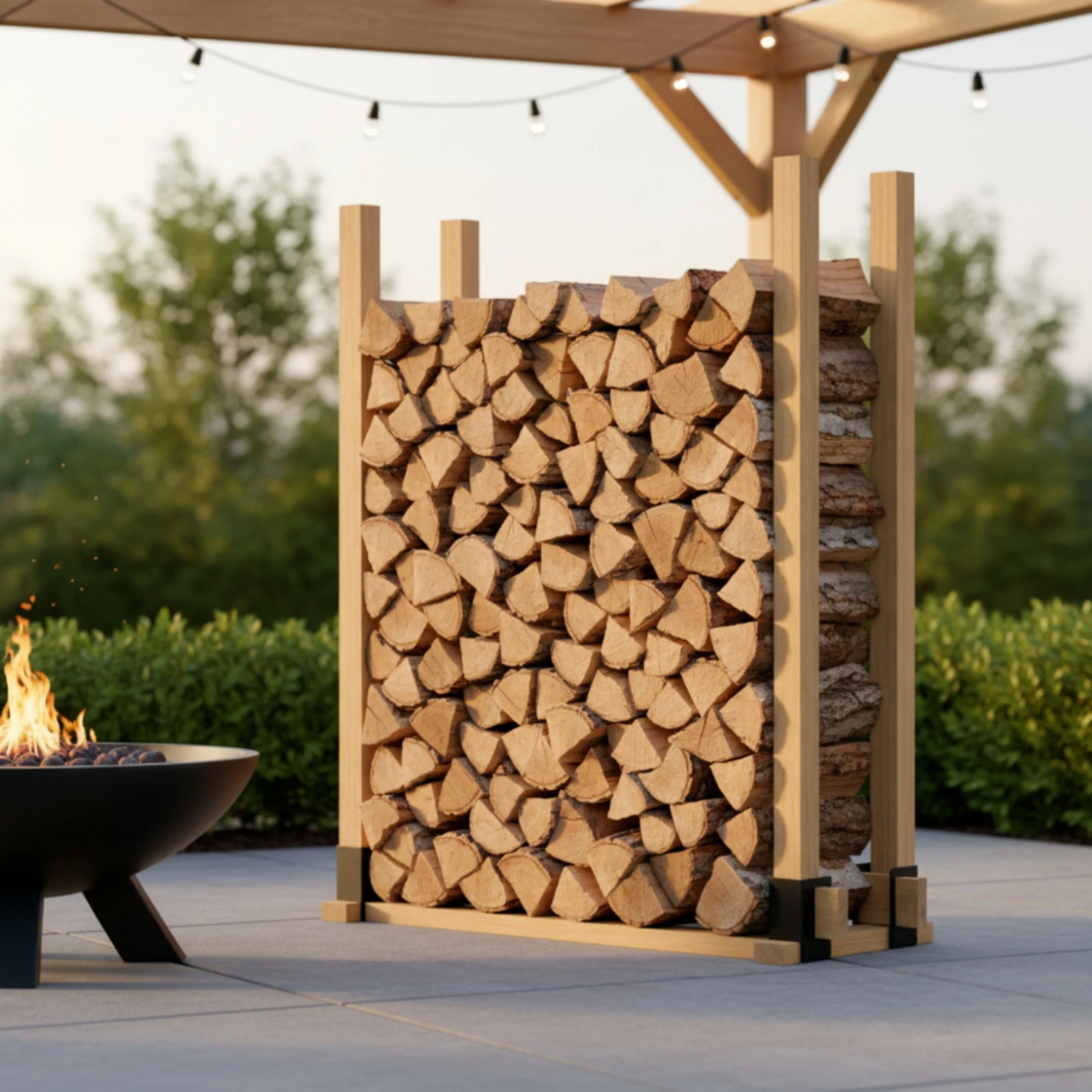 4 Pieces Firewood Rack Bracket Pre-Drilled Firewood Bracket Rust-Resistant Slim Design for Homeowners, Backyard, Fireplace