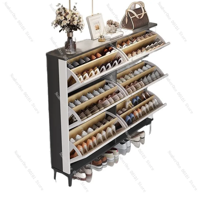 Italian Ultra-Thin Front Door Shoe Cabinet,Household Large-Capacity Entry Storage,Space-Saving Narrow Vanity Organizer for Home