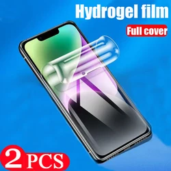 2Pcs For iPhone 13 14 11 Pro Max 12 mini Screen Protector Hydrogel Film For iPhone 14 8 7 Plus 6 XR SE X XS Not Glass Full Cover