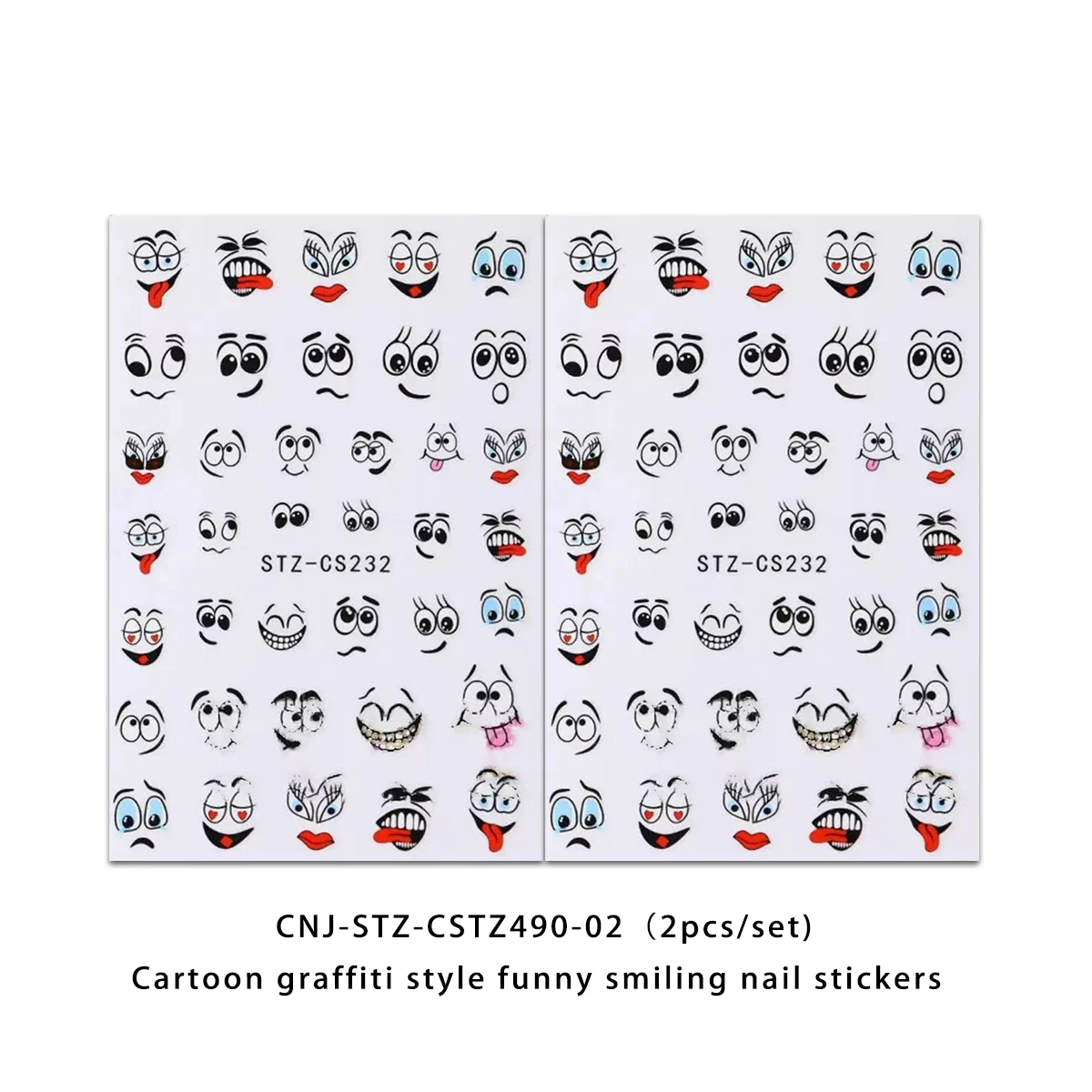 2 pegatinas de uñas con cara sonriente Graffiti, fáciles de aplicar para decoración de uñas DIY, maquillaje y peinado para fiestas de regalos y bodas