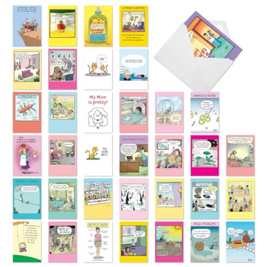 

36 Assorted Box Set Funny Mother's Day Greeting Cards w/ 5 x 7 Envelopes For Women Her 36x1 Designs AC10889MDG-B1x36