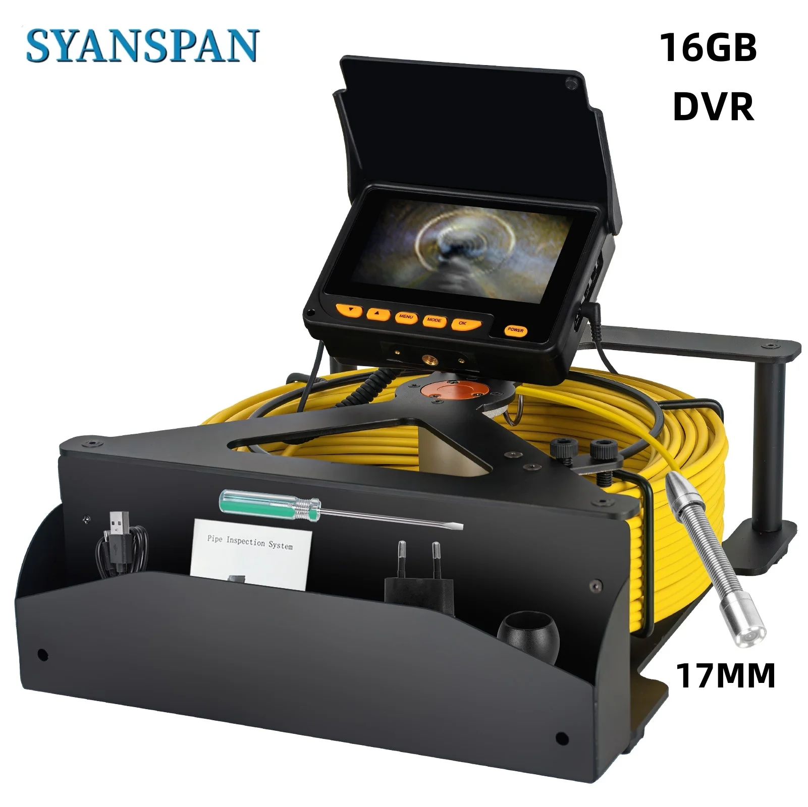 

Камера для осмотра канализационных труб DVR 16 ГБ видеозапись, SYANSPAN дренажный промышленный эндоскоп водонепроницаемый аккумулятор 8500MHA 20/30/50 м