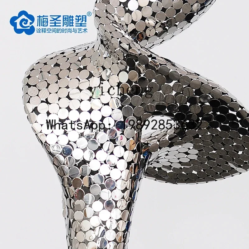 BB  stainless steel abstract disc ornament hotel clubhouse large floor entrance metal decoration