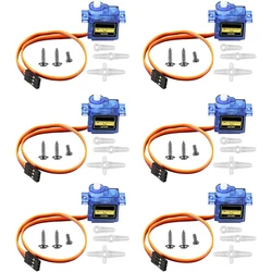 6pcs Sg90 9g Micro Servo Motor, Mini Servos Motor Kit Plastic Gear 180 Degree Servo for Rc Car Airplane Plane for Arduino