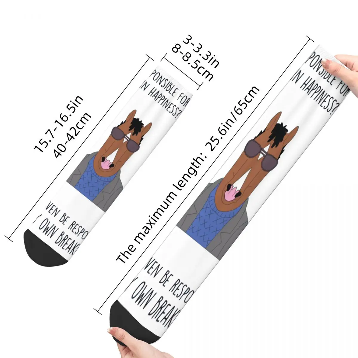 Funny Happy Cute Men\'s Socks Vintage Harajuku B-BoJack Horsemans Hip Hop Novelty Pattern Crew Crazy Sock Gift Printed