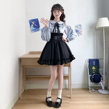 NONSAR Moda Vita alta Gonne sottili Donna Lolita Kawaii Gotico Nero Elegante Mini Gonna a pieghe Tutu Ruffles A-Line Y2k Gonna
