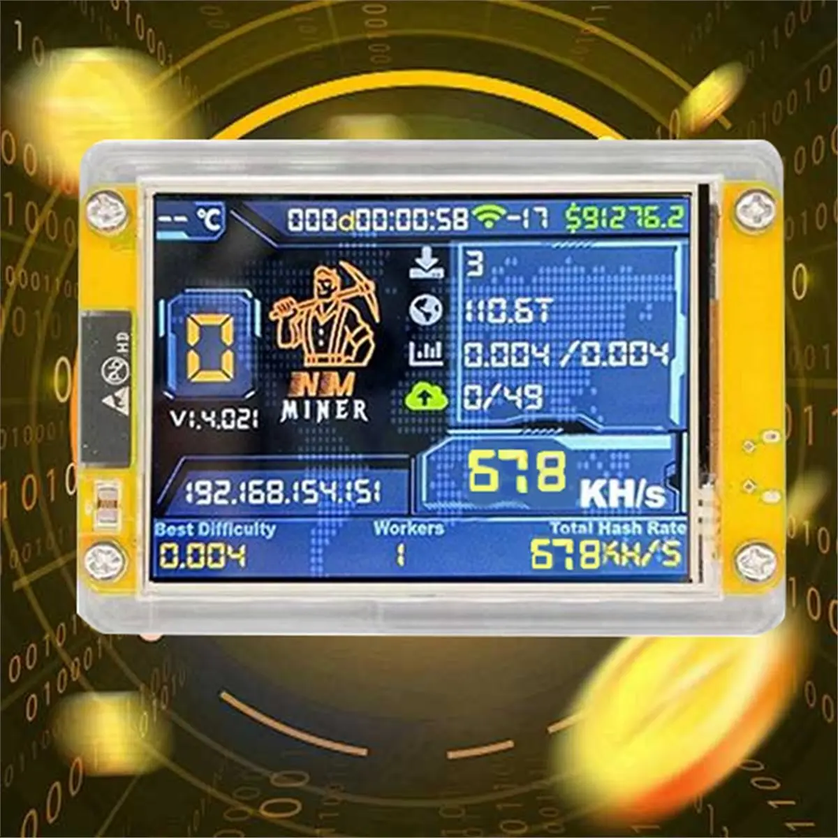 678KH/S Bitcoin Crypto Solo Miner 2.8 Inch Smart Display Upgraded 678KH/S Harshrate