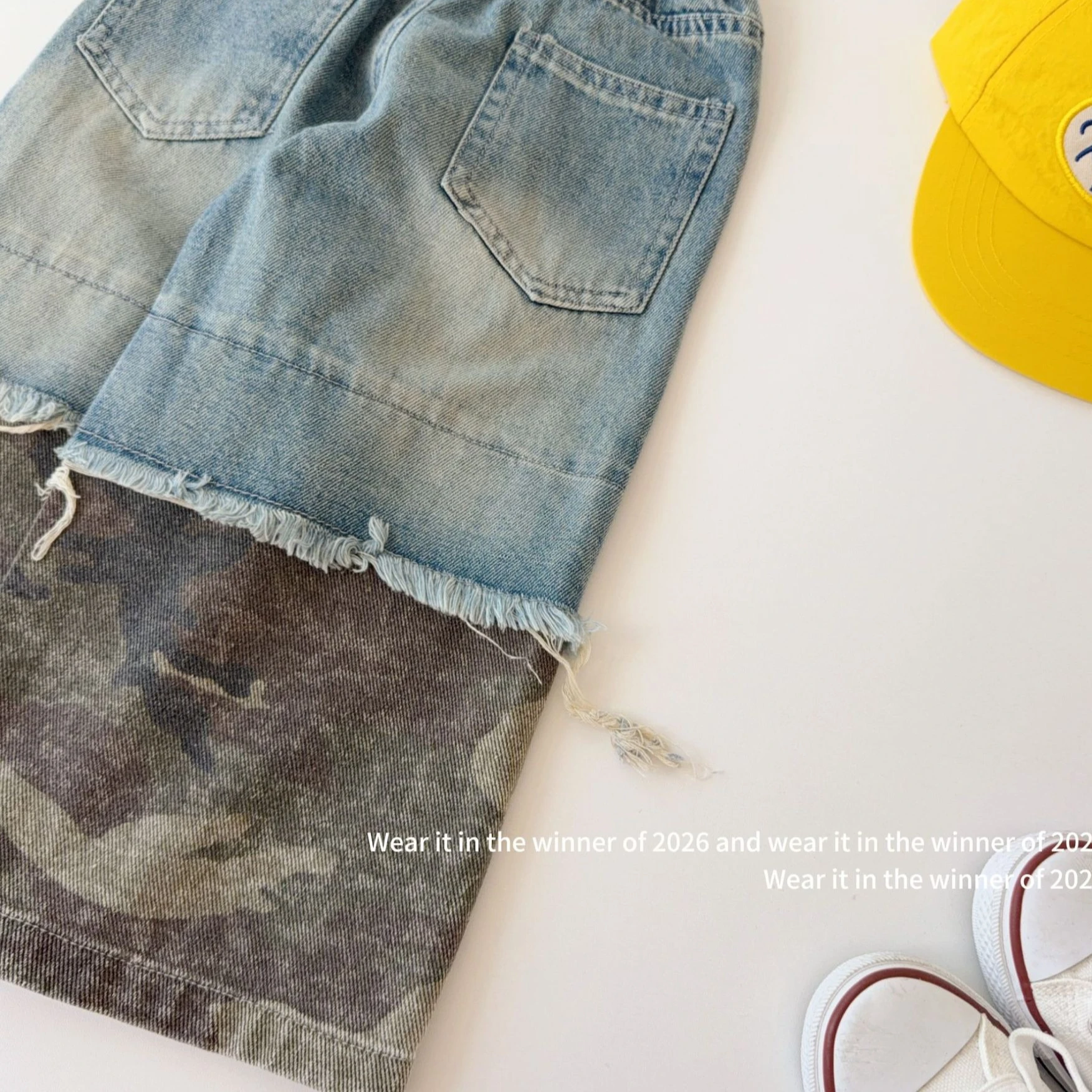 Girls Pants 2026 Autumn and Winter New Children's Clothing Korean Style Girl Baby Stitching Camouflage Broken Edge Jeans