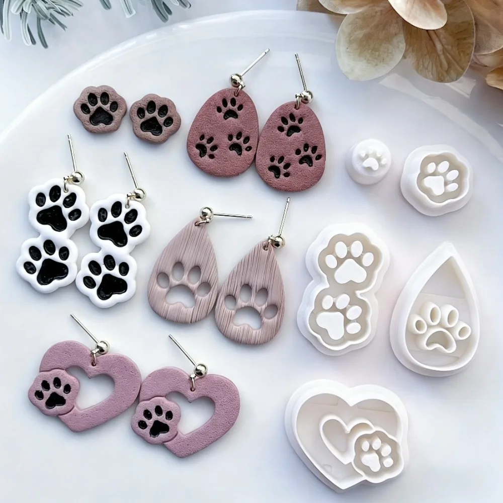 Juego de 5 Cortadores de Arcilla Polimérica con Forma de Pata de Perro, Moldes para Pendientes de Pata de Animal, para Hacer Joyería, Herramientas de Manualidades para Amantes de Mascotas
