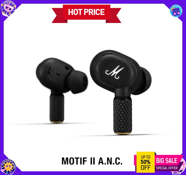 Наушники Marshall Motif ANC In-Ear |   Культовый рок-дизайн, активное шумоподавление, 30 часов автономной работы, глубокие басы, OEM
