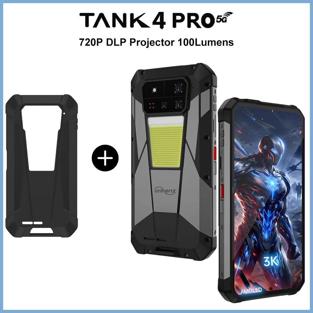 Unihertz by 8849 Tank 4 pr Smartphone 5G with 720P Projector 512GB 1TB Dimensity 8300 CPU 6.73