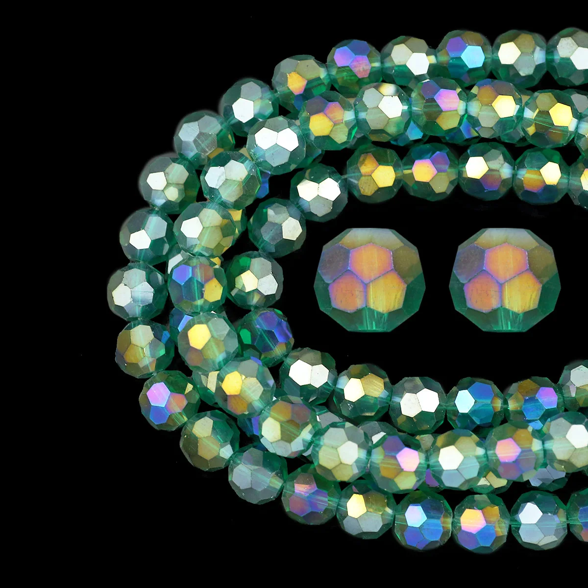 Österreichische Kristallglasperlen Malachitgrün AB Farbe Facettierte Runde Spacer Lose Perlen 3-10mm Für Schmuckherstellung DIY Armbänder