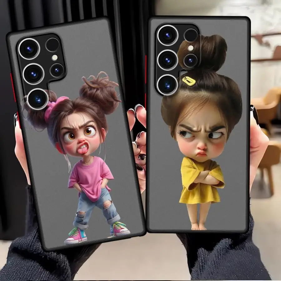 Case for Samsung Galaxy S26 S22 S23 FE S21 S25 Ultra S20 FE S24 Plus Note 20 Ultra 10+ Funda Back Phone Cover Angry Girl