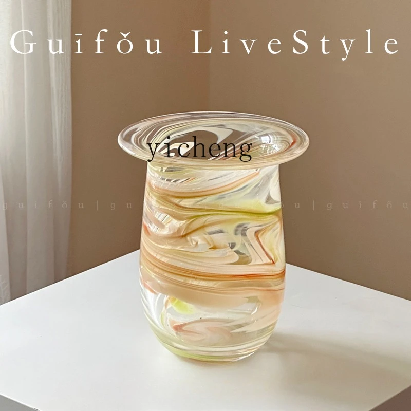 

LSL glazed flowers special transparent beautiful glass vase niche living room ornament