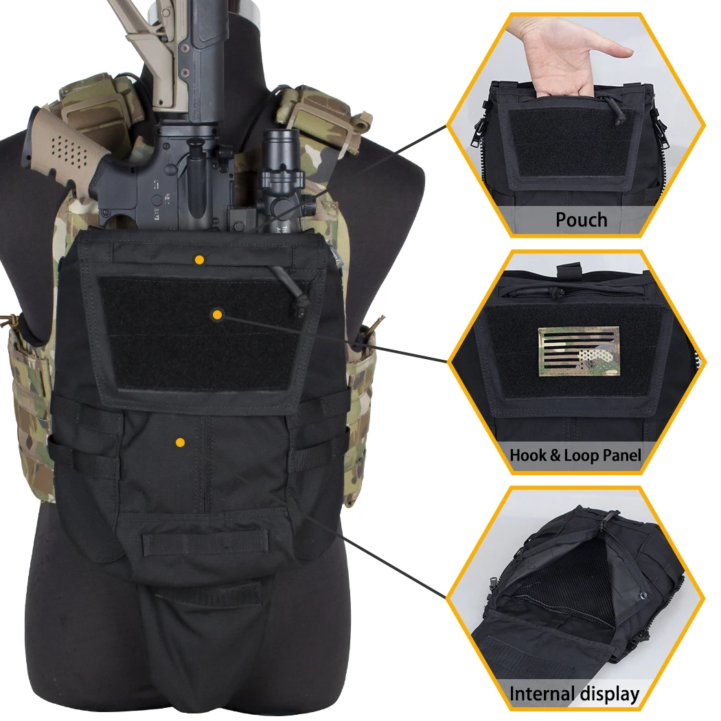 IDOGEAR Tactical Panel Zip on Pouch Backpack Plate Carrier Bag for CPC AVS JPC2.0 Vest 3531