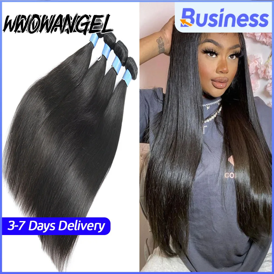 

Wow Angel Straight 28 30 Inch Remy Brazilian Human Hair Bundles 100% Silky Hair 3/4 pieces Human Hair Extensions Virgin Hair