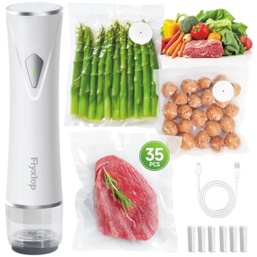 

Handheld Vacuum Sealer Premium Vacuum Sealer for Food + 35 Reusable Sous Vide Bags Powerful Vacuum Food Sealer for Kitchen Home