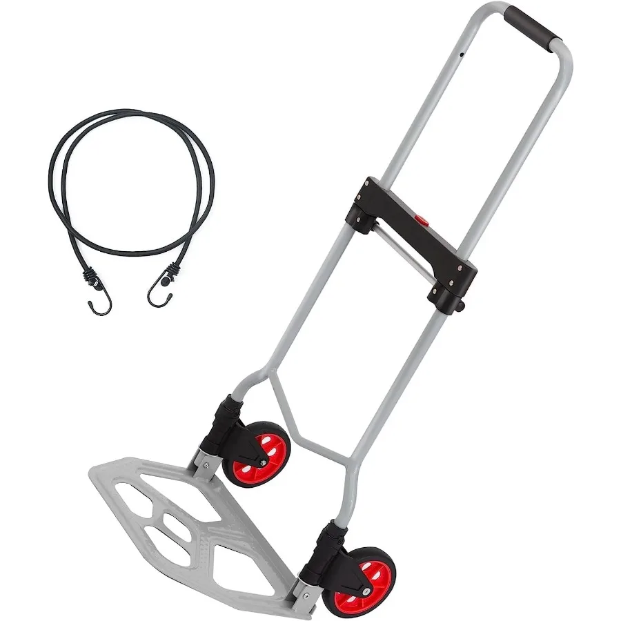 

LEADALLWAY Dolly Cart Folding Hand Truck and DollySteel Portable Cart with Telescoping Handle and Nylon+Rubber Wheels 220 lb Ca
