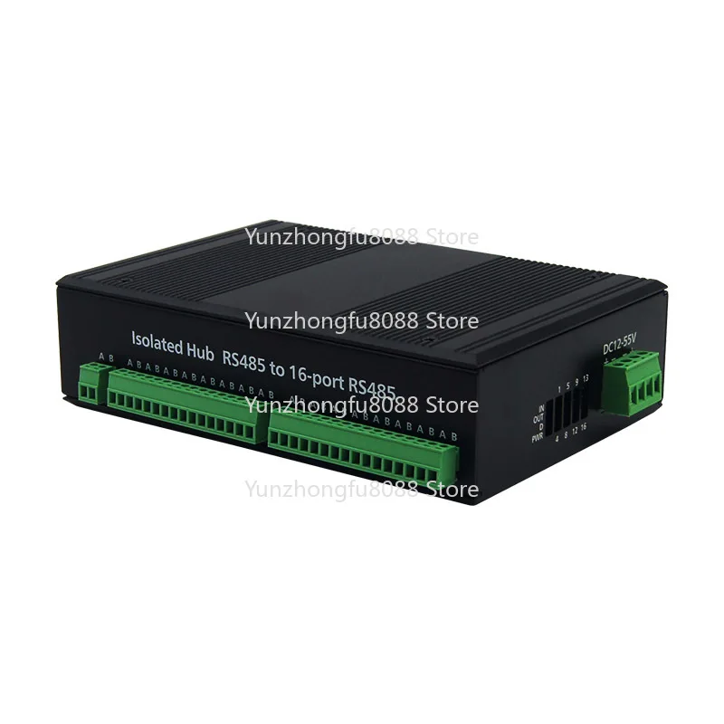 Industrial 1-In 16-Out RS-485 Hub Distributor, DIN Rail RS485 Splitter, Signal Extender