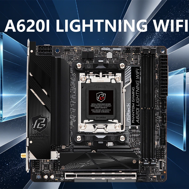 A620 Mini-ITX ASROCK A620I LIGHTNING WIFI Motherboard AM5 CPU Support Ryzen 7 7800X3D 7700 9800X3D 5 7500F 9600X DDR5 M.2 PC