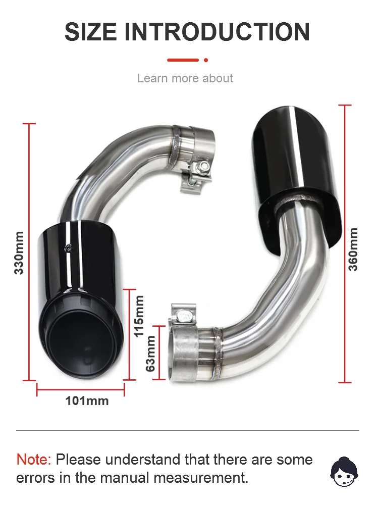 For Porsche Cayenne S 2.9T 2018-2025 Replacement Auto Tail Quad Tailpipe Muffler Tip Black Car Exhust Tip  Nozzle