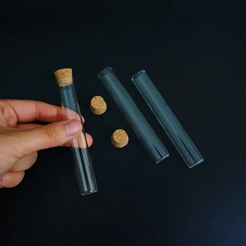 24pcs/lot 15x100mm Flat Bottom Glass Test Tube With Cork Stoppers For Kinds Of TESTS