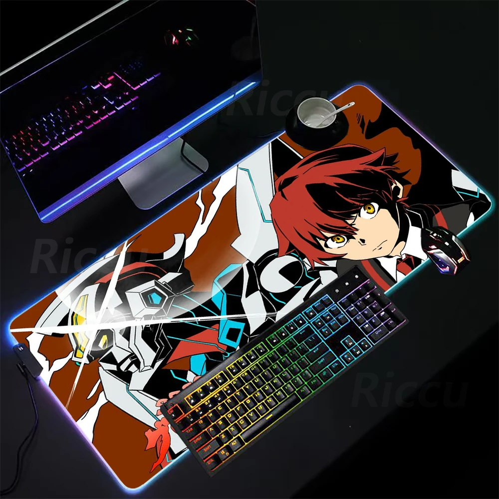 

gurren lagann Anime LED mouse Pad PC Table mat High definition printing RGB Mouse Pad Desktop Large gaming accessories mouse pad