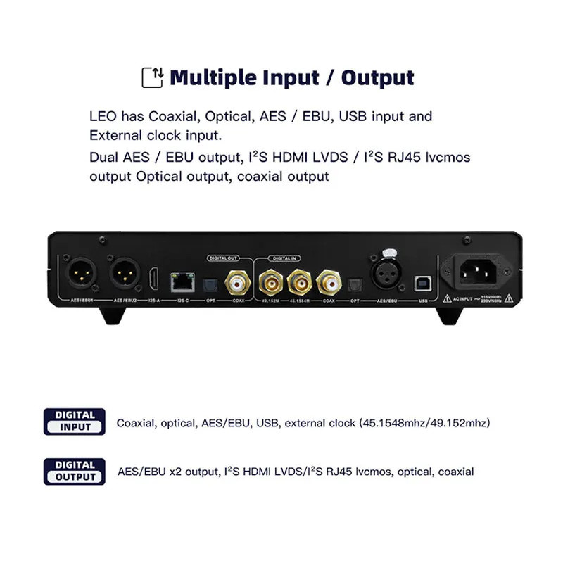 MUSICIAN LEO interface digital usb/óptico/coaxial/aes/eub/externo relógio de entrada 24bits 768khz dsd512 i2s interface de saída