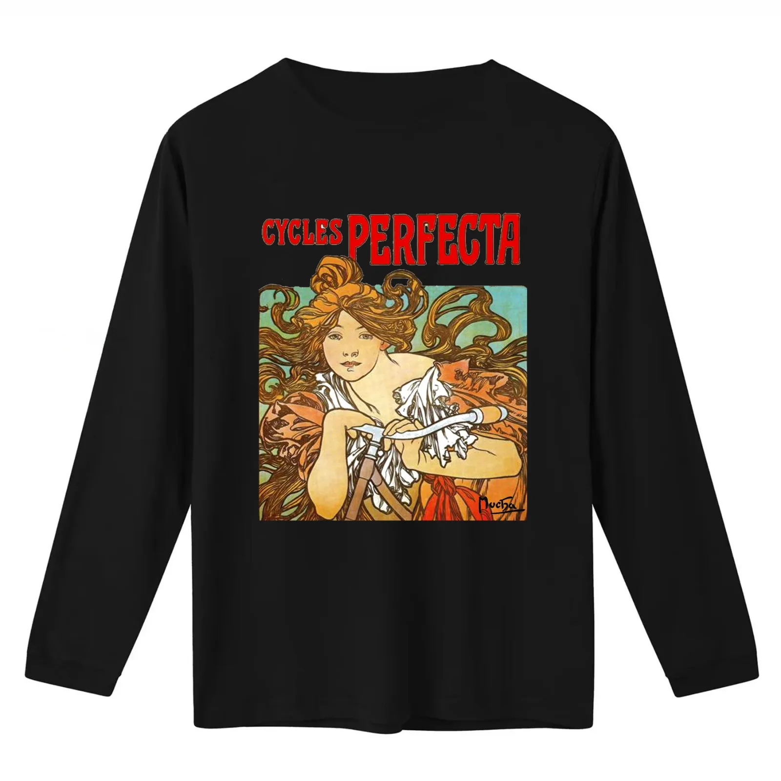 Mucha - Cycles Perfecta T-Shirt Summer Casual Cotton Tee Oversized Streetwear Tops Vintage Graphic Print Unisex Men Women