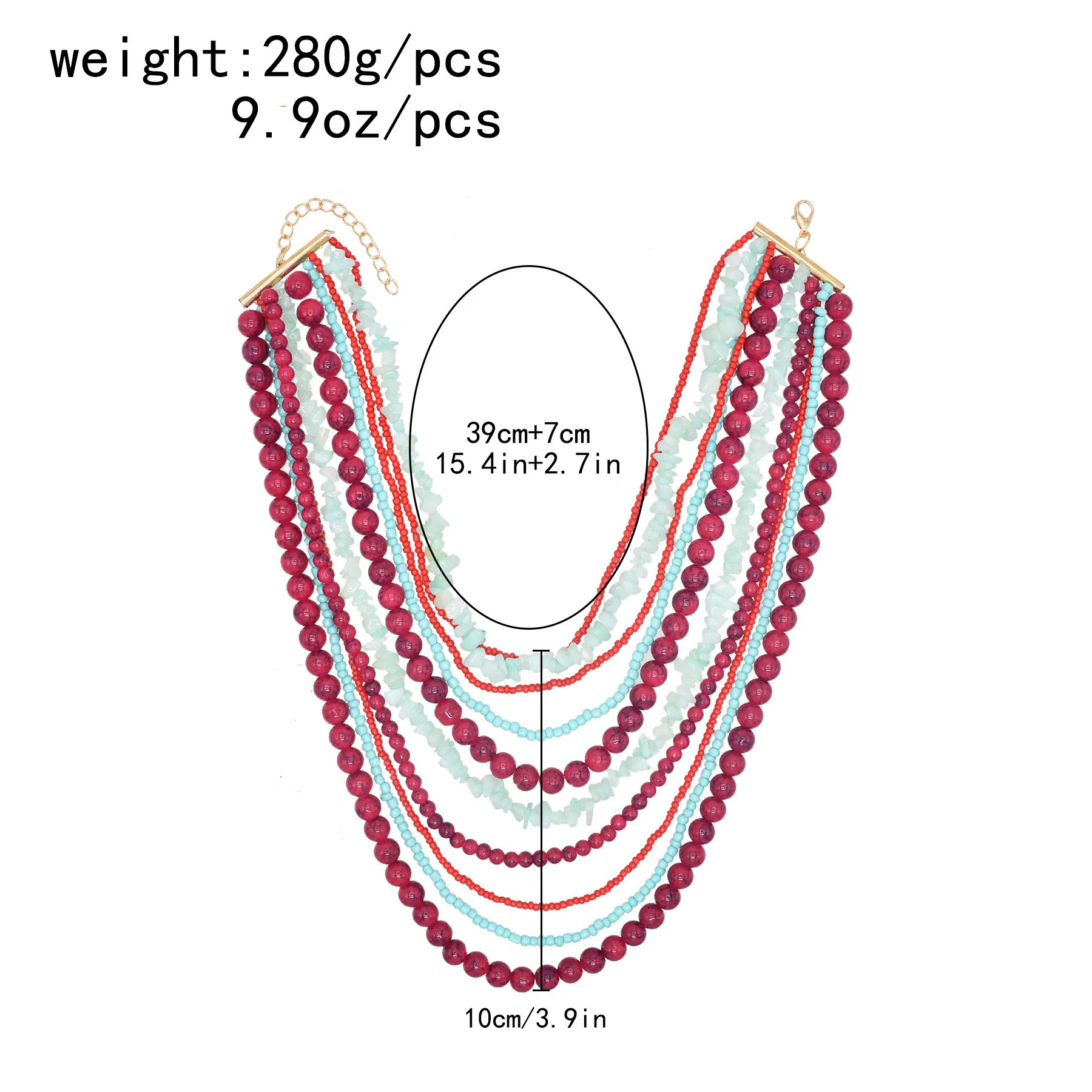 European And American Luxury Design Bead Stacking Collarbone Chain Exaggerated Creativity Layer Baroque Colorful Gravel Necklace